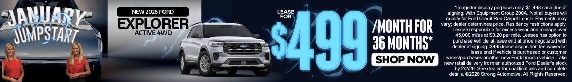 NEW 2026 EXPLORER ACTIVE 4WD	LEASE $499 A MO/ 36 MONTHS*