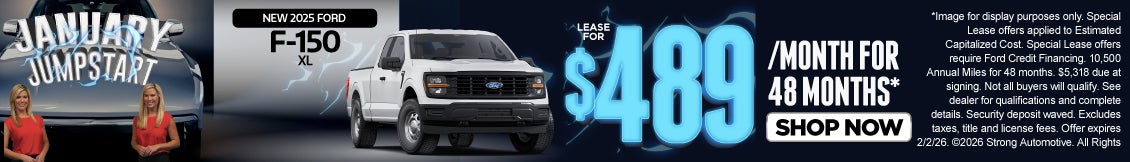 NEW 2025 FORD F-150 XL	LEASE $489 A MO/ 48 MONTHS*
