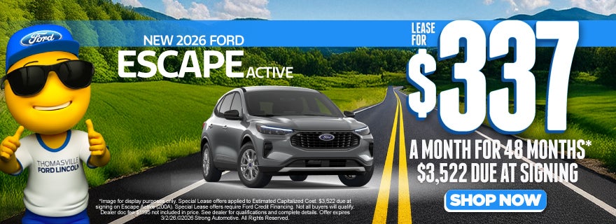 NEW 2026 ESCAPE ACTIVE 	"LEASE $337 A MO/ 48 MO* $3,522 DAS"