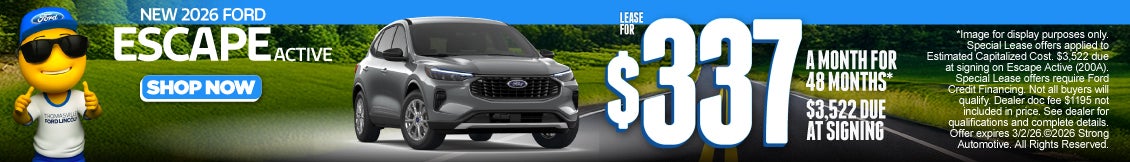 NEW 2026 ESCAPE ACTIVE "LEASE $337 A MO/ 48 MO* $3,522 DAS"