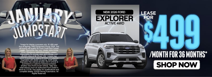 NEW 2026 EXPLORER ACTIVE FWD	LEASE $499 A MO/ 36 MONTHS*